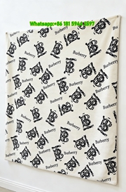 Burberry Flannel Throw Blanket Distressed Monogram Print Sofa Blanket B149